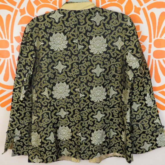 Old Shanghai Black & Gold Silk Jacket L - Picture 2 of 4